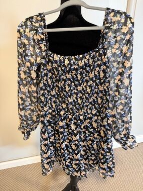 Abercrombie & Fitch Floral Romper | Size Large | Smocked Boho Long Sleeve